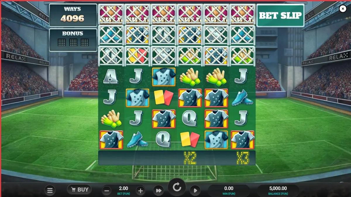 Interface do slot World Class Kick Off Dream Drop com tema de futebol retrô